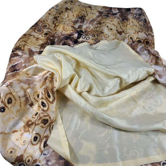 Doncaster Gold Yellow Brown Abstract Silk Maxi Skirt 10 - Picture 3 of 4